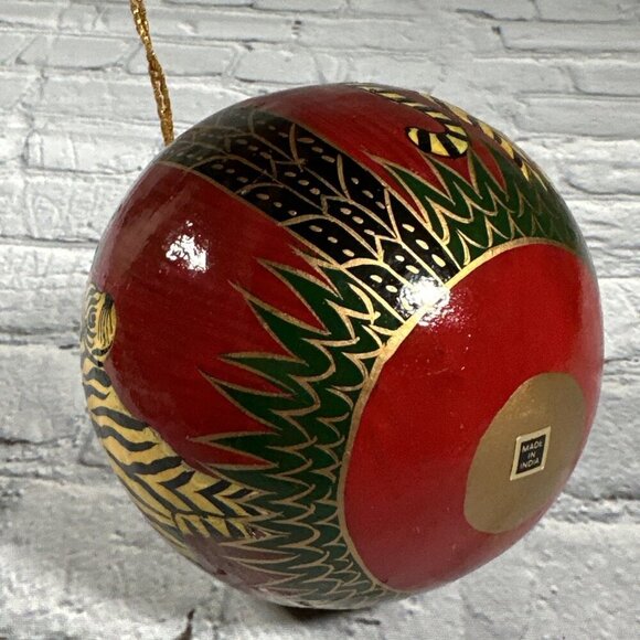 Paper Mache Hand Painted African Tiger Theme Christmas Tree Vintage Ornament - Picture 10 of 12